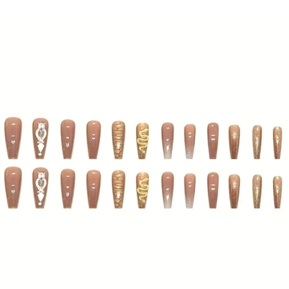 Extra Long Finger Nails, Gems and appliqués Taupe - Picture 2 of 4